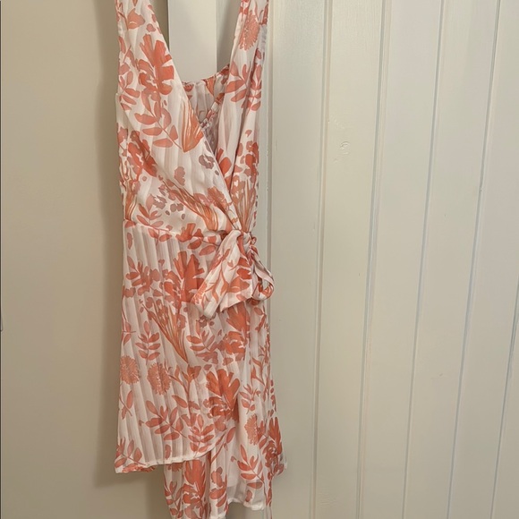 Floral Wrap Dress in Coral and White - Picture 1 of 3